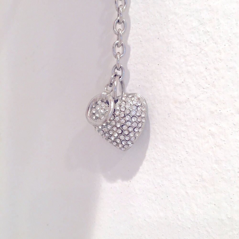 Sparkling Silver Heart Necklace with Crystal Pavé - Picture 3 of 11